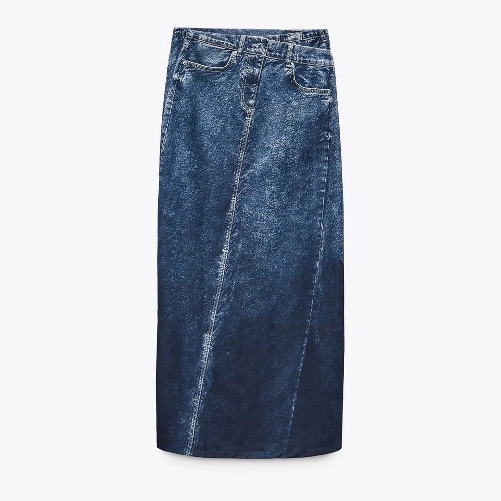 ZARA DENIM LOOK SKIRT - Picture 2 of 7